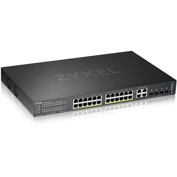 Zyxel GS2220-28HP - Switch - managed - 24 x 10/100/1000 (PoE+) + 4 x Kombi-Gigabit-SFP - an Rack montierbar - PoE+ (375 W)