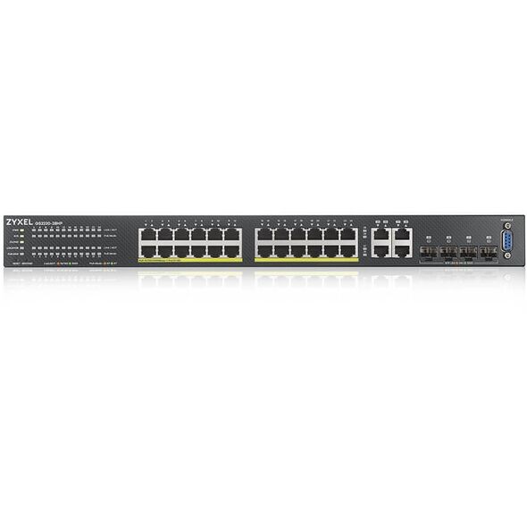 Zyxel GS2220-28HP - Switch - managed - 24 x 10/100/1000 (PoE+) + 4 x Kombi-Gigabit-SFP - an Rack montierbar - PoE+ (375 W)