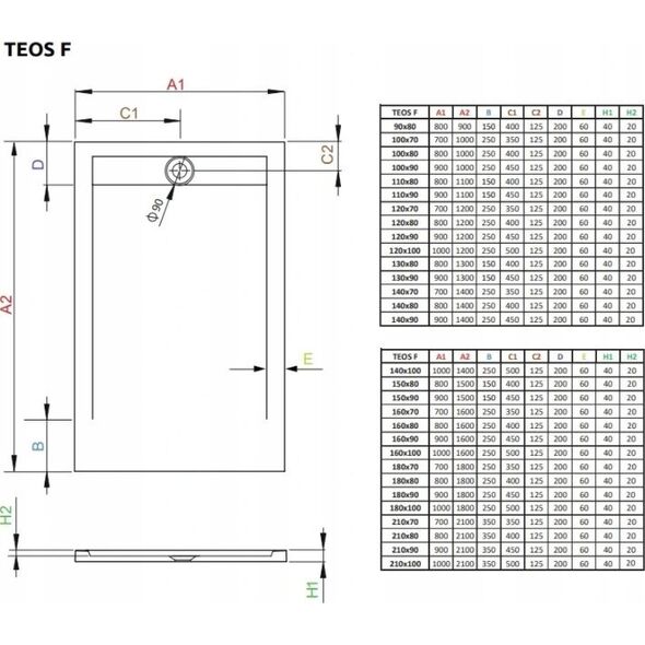 Radaway RADAWAY BRODZIK TEOS F 100X90 BIAŁY