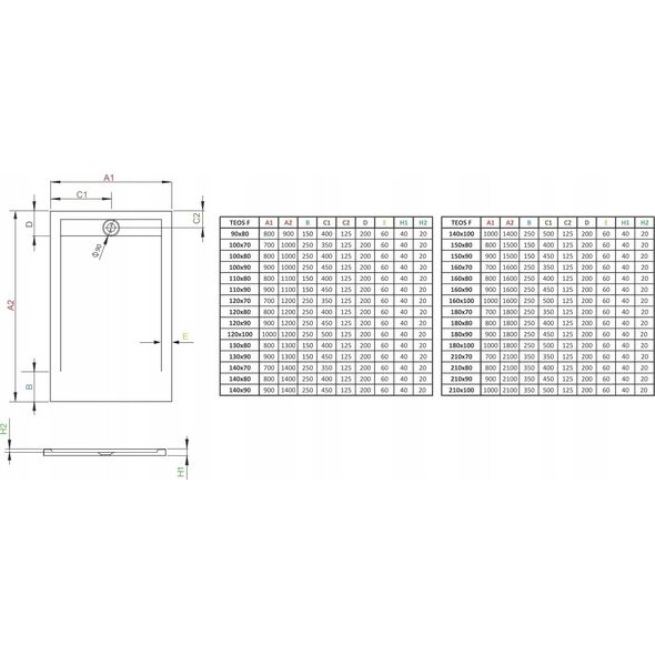 Radaway RADAWAY BRODZIK TEOS F 100X90 BIAŁY