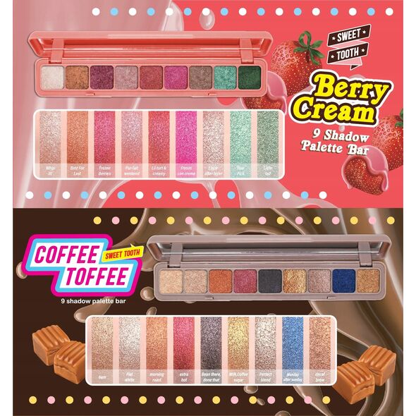 J.CAT BEAUTY_Sweet Tooth 9 Shadow Palette Bar paleta cieni do oczu 101 Berry Cream 7,2g