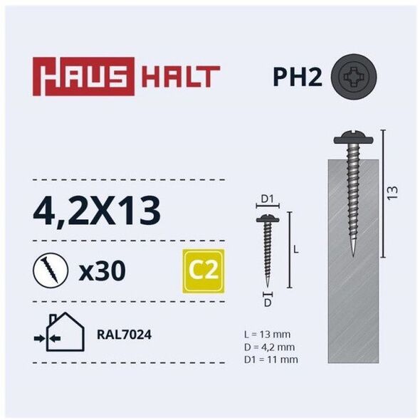 ΑΥΤΟΒΙΔΑ 4,2X13 MET/MET RAL7024 30ΤΕΜ