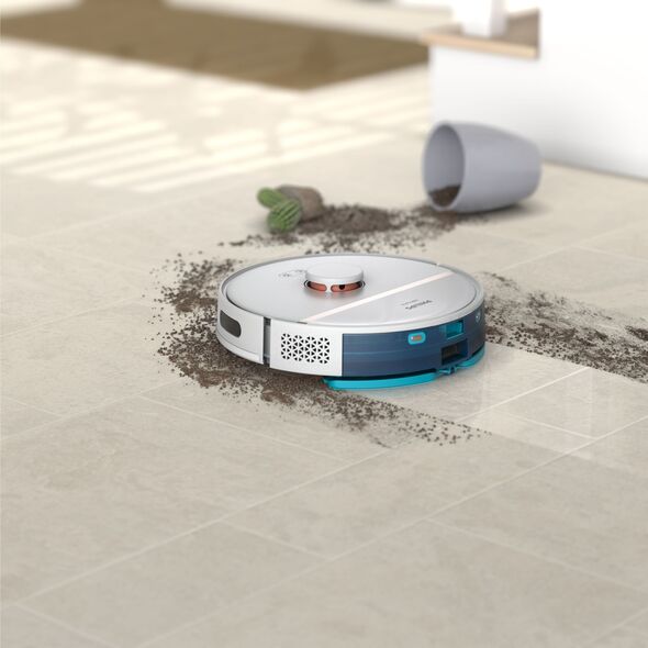 Philips 3000 series HomeRun Aqua XU3110/02 Vacuum and Mop Robot, Combi, Metallic, Round, Light/Beluga Metallic, Acrylonitrile butadiene styrene (ABS), 0.35 L