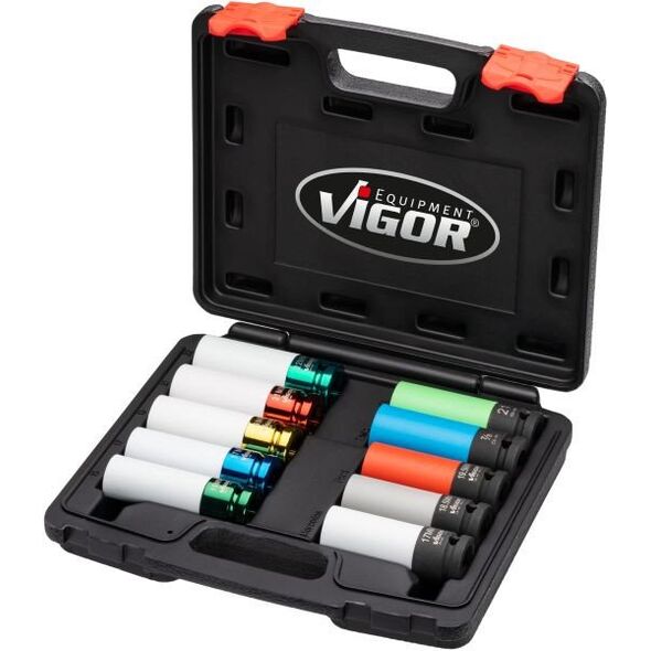 Vigor Slagskruemaskine-topnøgleindsats #####Vierkant, 1/2 (12,5 mm) 10 dele V6312/10