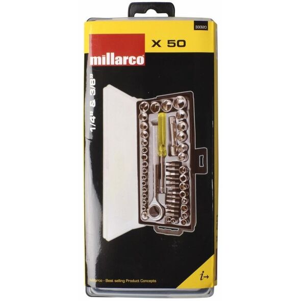 Work it by millarco ®  topnøglesæt 1/4" og 3/8" 50 dele