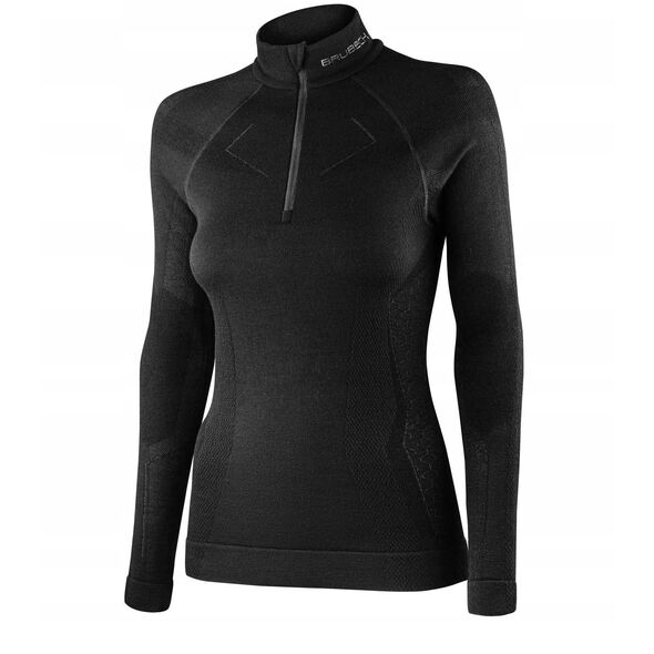 Γυναικεία μπλούζα LS1609W με κοντό φερμουάρ EXTREME MERINO μαύρο XL