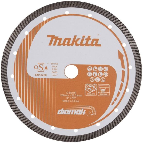 ΔΙΑΜΑΝΤΟΔΙΣΚΟΣ MAKITA 230x22,23mm ΤΜΗΜΑ (ΞΗΡΟ/ΥΓΡΟ) ΜΠΕΤΟΝ, ΠΕΤΡΑ