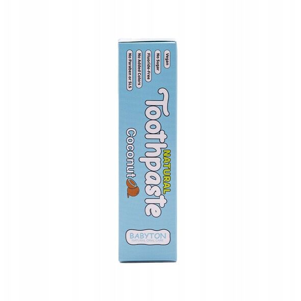 Babyton, Naturalna pasta do zębów dla dzieci o smaku kokosowym bez fluoru, 6m+, 50 g