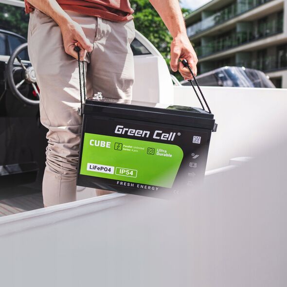 Green Cell Green Cell CUBE Akumulator LiFePO4 50Ah 12.8V 640Wh Litowo-Żelazowo-Fosforanowy do Kampera, Wózka golfowego,Elektrowni wiatrowej