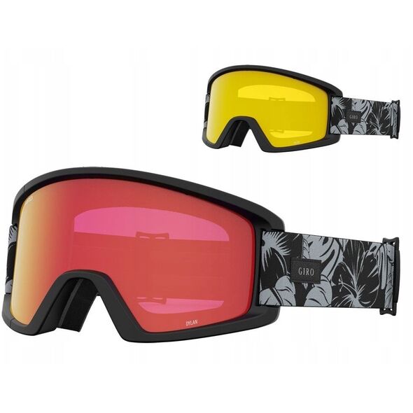Γυαλιά σκι GIRO DYLAN BLACK & GREY BOTANICAL LX (Καθρέφτης φακός χρώματος AMBER SCARLET 19-42% S2 + Φακός χρώματος YELLOW 84% S0) (NEW 2023/2024)