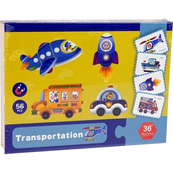 LeanToys Magnetyczna Układanka Książka Transport Puzzle Karty