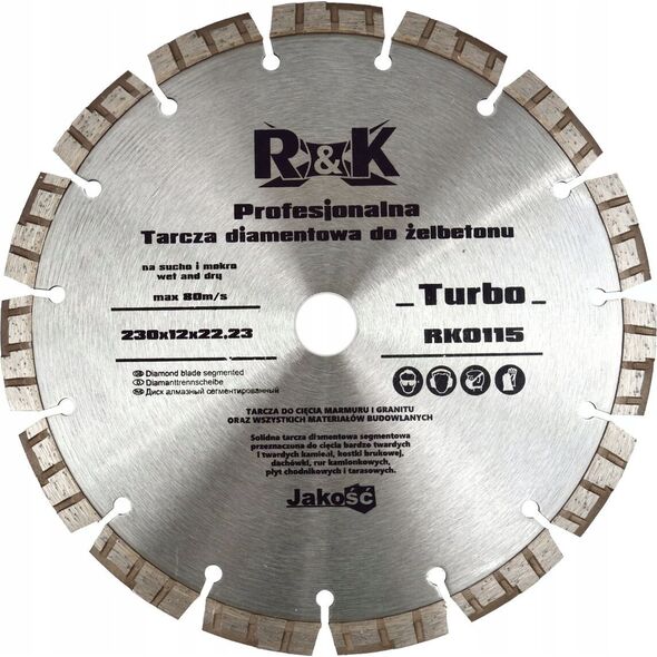 Geko Tarcza diam. do żelbetonu 230x12x22.23mm Turbo Professional R&K (25)