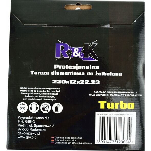 Geko Tarcza diam. do żelbetonu 230x12x22.23mm Turbo Professional R&K (25)
