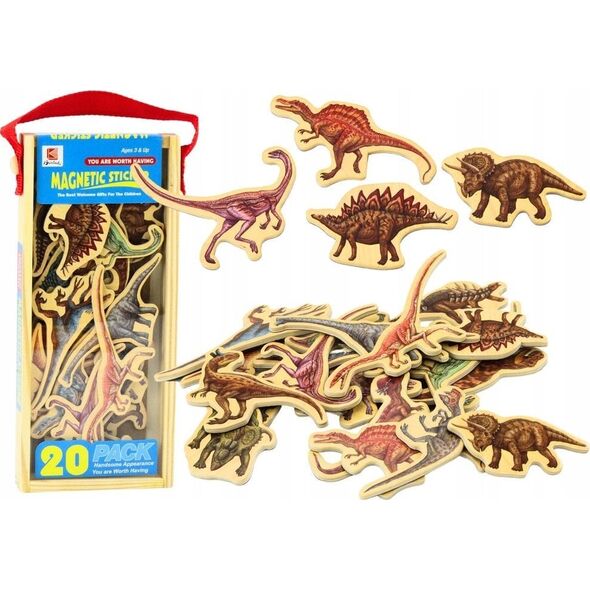 LeanToys Zestaw Magnesy Drewniane Zwierzęta 20 Sztuk Kolorowe