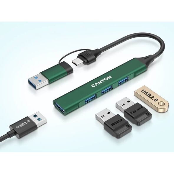 CANYON HUB DS-02 4 σε 1 USB-A/C Πράσινο