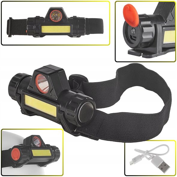 Φακός κεφαλής με περιστρεφόμενη κεφαλή LED COB 3W + XPE 800mAh IP20 (240)