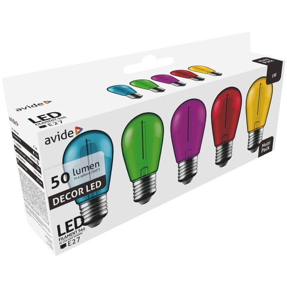 Διακοσμητικοί λαμπτήρες LED AVIDE, E27, 0.6W, 220-240V, 50 lm 300deg, 5 τεμ