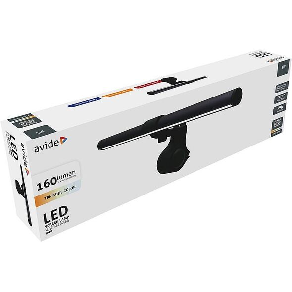 Λάμπα LED γραφείου με σφιγκτήρα AVIDE, 5 W, 160 lm, USB, μαύρο, 2 x 2 x 41 cm