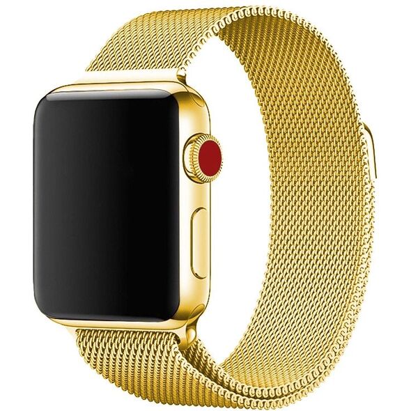 Πλεκτό λουράκι Wave από ατσάλι, Apple Watch 38 / 40 / 41 / 42 mm, χρυσό