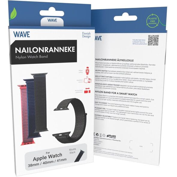 Λουράκι νάιλον Wave, Apple Watch 38 / 40 / 41 / 42 mm, μαύρο