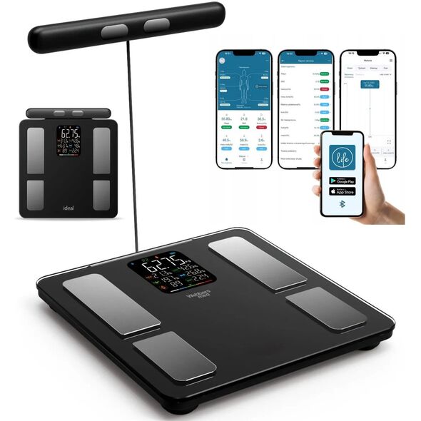 WAGA ŁAZIENKOWA BLUETOOTH ANALITYCZNA INTELIGENTNA Apple Health Google Fit
