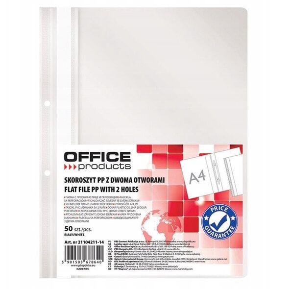 Ντοσιέ OFFICE PRODUCTS, PP, A4, 2 τρύπες, 100/1