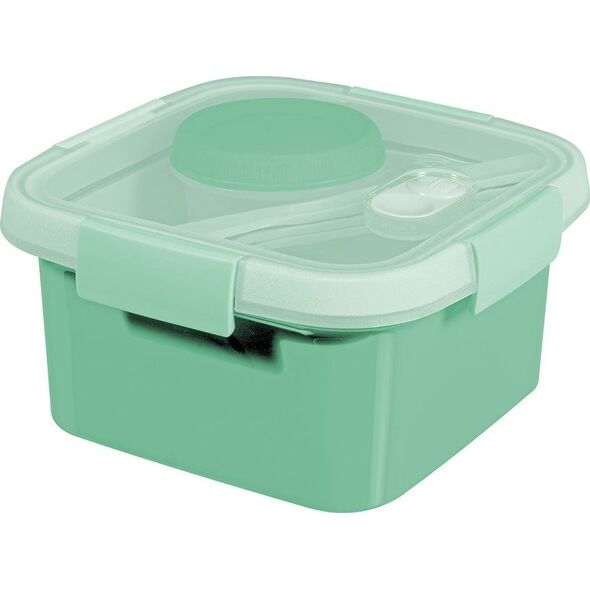 Curver Pojemnik na żywność kwadratowy LUNCH KIT Smart to go Mix miętowy/ jasnoszary/ brzoskwiniowy 1,1L Curver