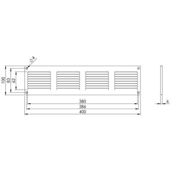 Μεταλλική γρίλια εξαερισμού MR4010M, 400 x 100 mm, μαύρη.