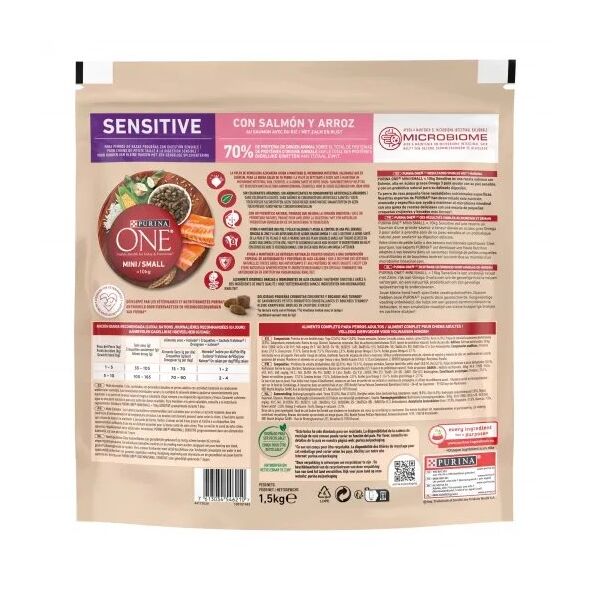 Ξηρά τροφή για σκύλους ONE Mini Sensitive, με σολομό και ρύζι, 1.5 kg