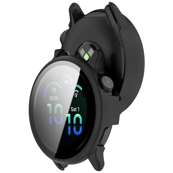 Etui ze szkłem do zegarka Bizon Case+Glass Watch do Garmin Vivoactive 6 czarne matowe