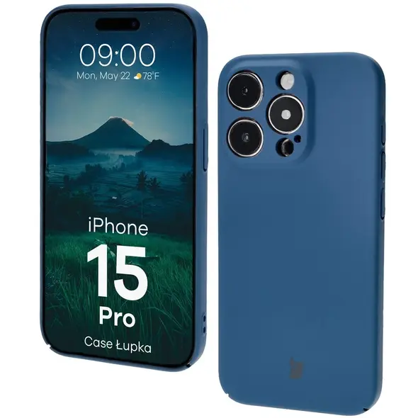 Etui Bizon Case Łupka do Apple iPhone 15 Pro niebieskie