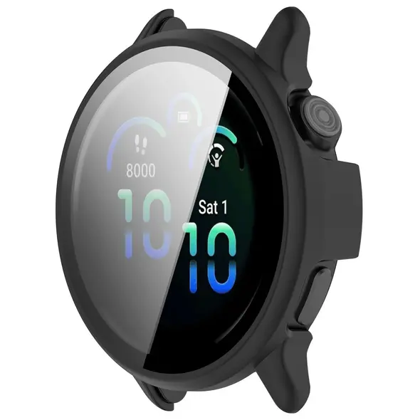 Etui ze szkłem do zegarka Bizon Case+Glass Watch do Garmin Vivoactive 6 czarne matowe
