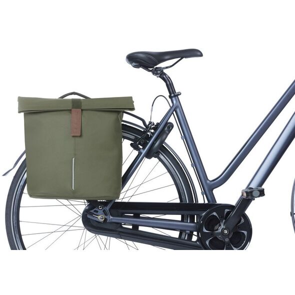Διπλή αστική σακούλα BASIL CITY DOUBLE PANNIER BAG MIK 28-32L, MIK System (έτοιμο προς χρήση), moss green (NEW 2025)