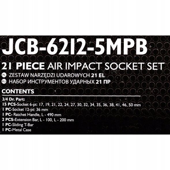 Σετ καρυδάκια JCB 21 τεμ. 3/4" 6-γωνιακό (17-50mm)