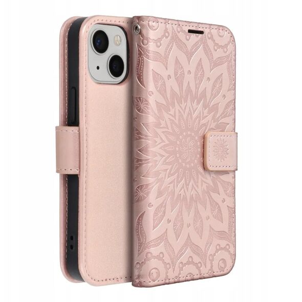 Θήκη βιβλίου MEZZO για IPHONE 13 MINI mandala ροζ χρυσό
