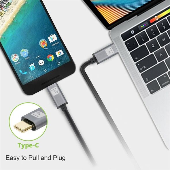 TECHLY Καλώδιο USB3.2 Gen.2 Βύσμα Τύπου-C - Βύσμα USB Τύπου-C Μαύρο 1μ