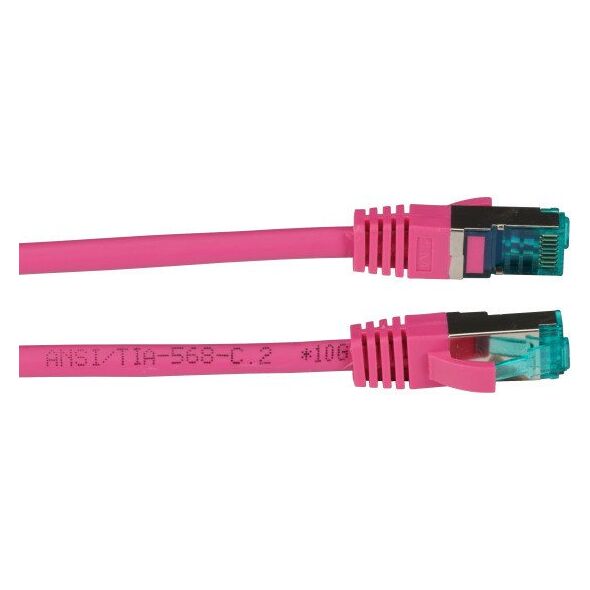Καλώδιο Patch RJ45 S/FTP Cat6A LSZH Magenta Μήκος 2m 4x2xAWG27/7 σύμφωνα με TIA/EIA568B θωρακισμένο Πρότυπα μετάδοσης 10Gbit