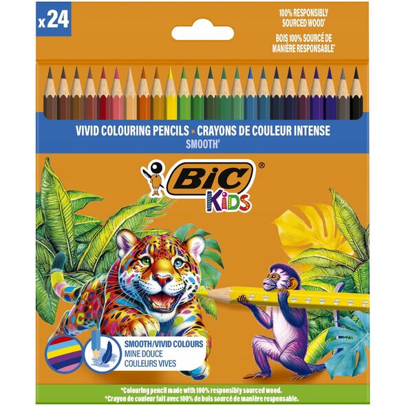 BIC Μολύβια χρωματιστά Παιδικά Λεία σετ 24 χρωμάτων