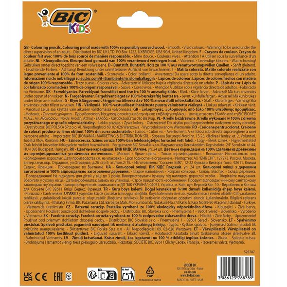 BIC Μολύβια χρωματιστά Παιδικά Λεία σετ 24 χρωμάτων