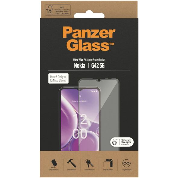 PanzerGlass Ultra-wide Fit tempered glass, Nokia G42 5G, black frame