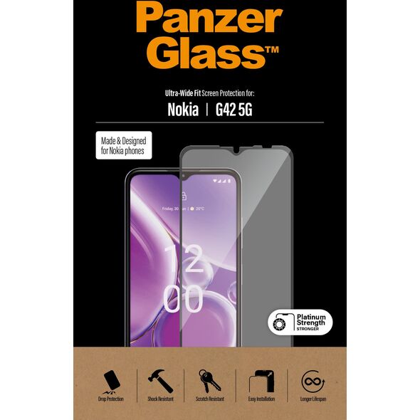 PanzerGlass Ultra-wide Fit tempered glass, Nokia G42 5G, black frame