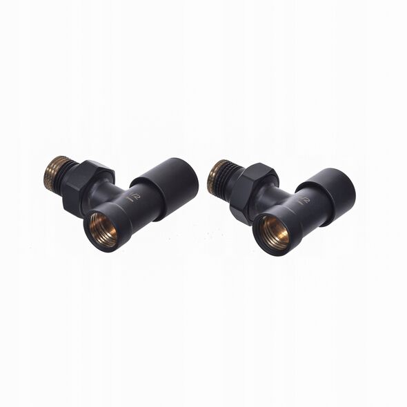 Σετ σύνδεσης καλοριφέρ INVENA CZ-31-K15-S, βαλβίδα παροχής+διακοπής, γωνιακή, λευκή.