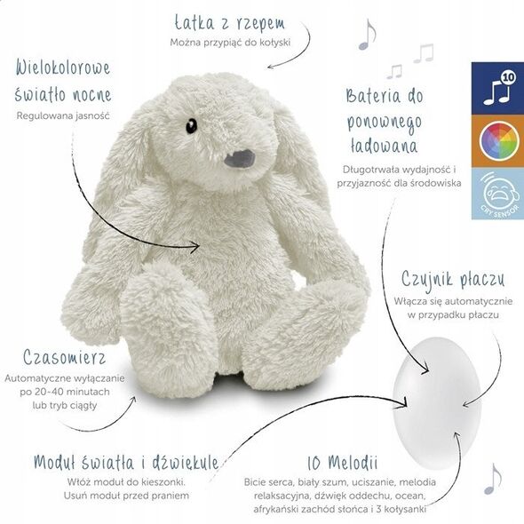 Φωτάκι νυκτός Zazu Ro The Rabbit, λευκό