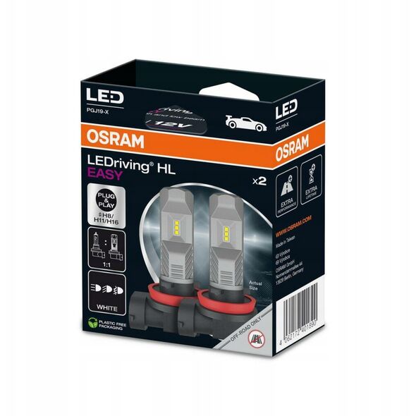 Λάμπα LED (Κουτί 2τμχ.) H11/H16/H8 12V 8,2W PGJ19 χωρίς οδική έγκριση Ledriving 6000K
