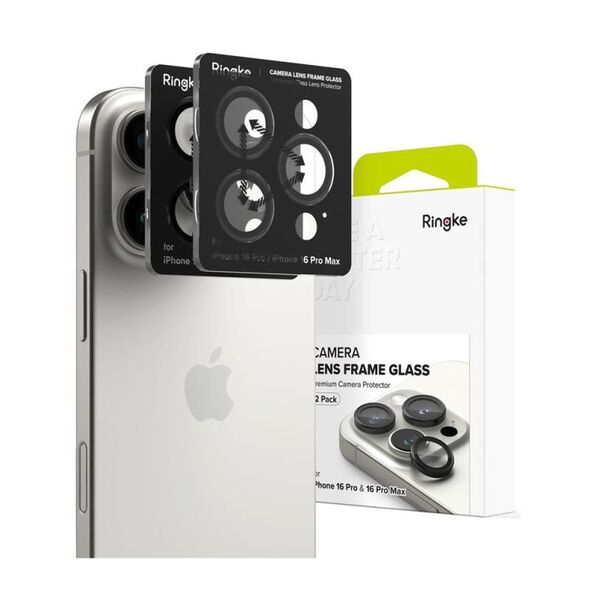 Tempered Glass Ringke Lens Frame για Τζαμάκι Κάμερας Apple iPhone 16 Pro/ 16 Pro Max Μαύρο (2 τεμ) 8809961789748 8809961789748 έως και 12 άτοκες δόσεις
