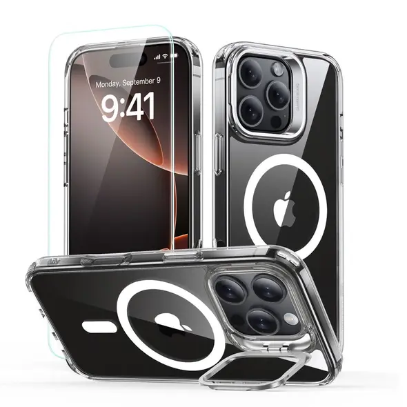 Zestaw ESR Classic Hybrid Kickstand Halolock MagSafe & Tempered Glass Apple iPhone 16 Pro Max Clear