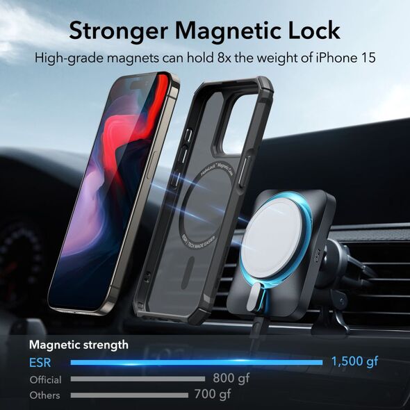 Etui ESR Air Armor Halolock MagSafe Apple iPhone 15 Pro Frosted Black