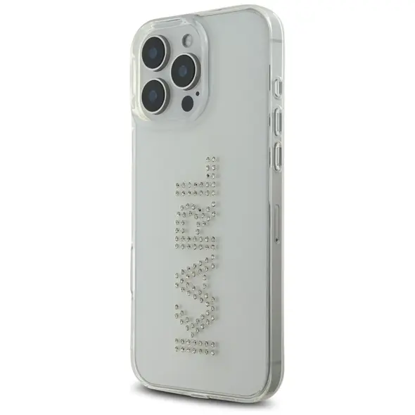 Etui Karl Lagerfeld IML Rhinestones Logo do Apple iPhone 16 Pro przezroczysty