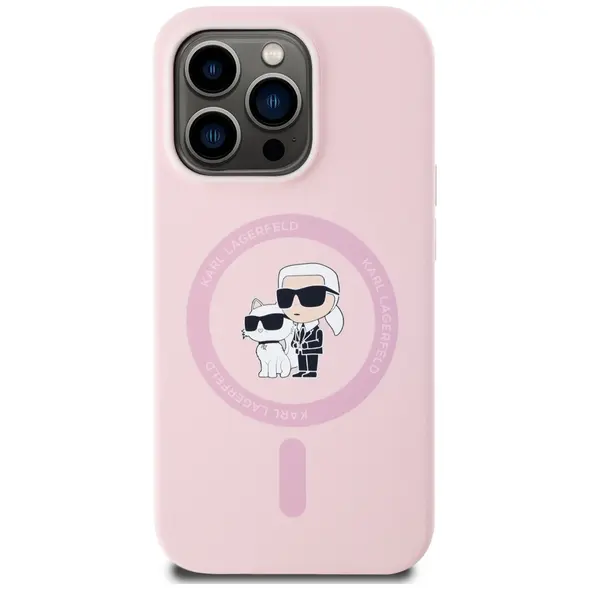 Etui Karl Lagerfeld Silicone Karl&Choupette MagSafe do Apple iPhone 14 Pro różowy