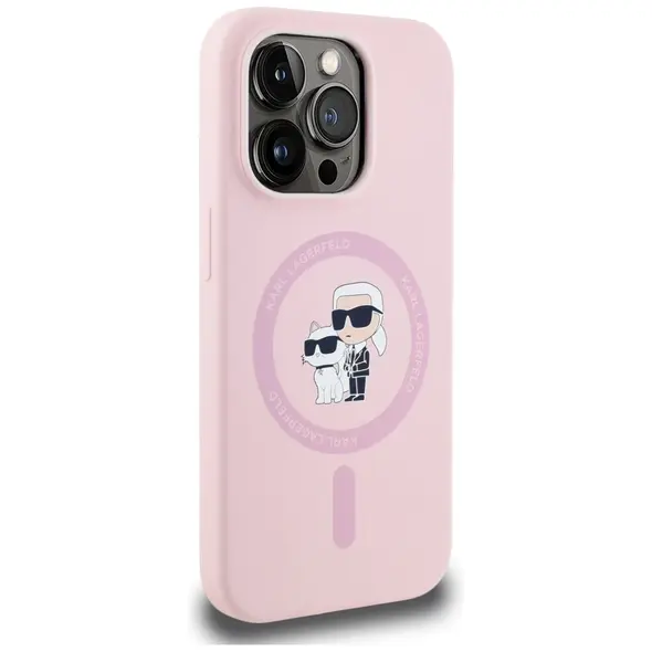 Etui Karl Lagerfeld Silicone Karl&Choupette MagSafe do Apple iPhone 14 Pro Max różowy